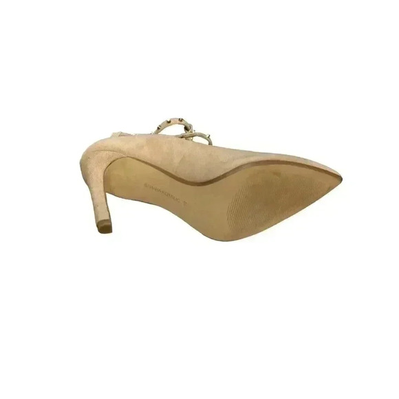 Banana Republic Women's Adela Tan Suede Studded Pointed Toe Heels Size 8.5 - Picture 9 of 12